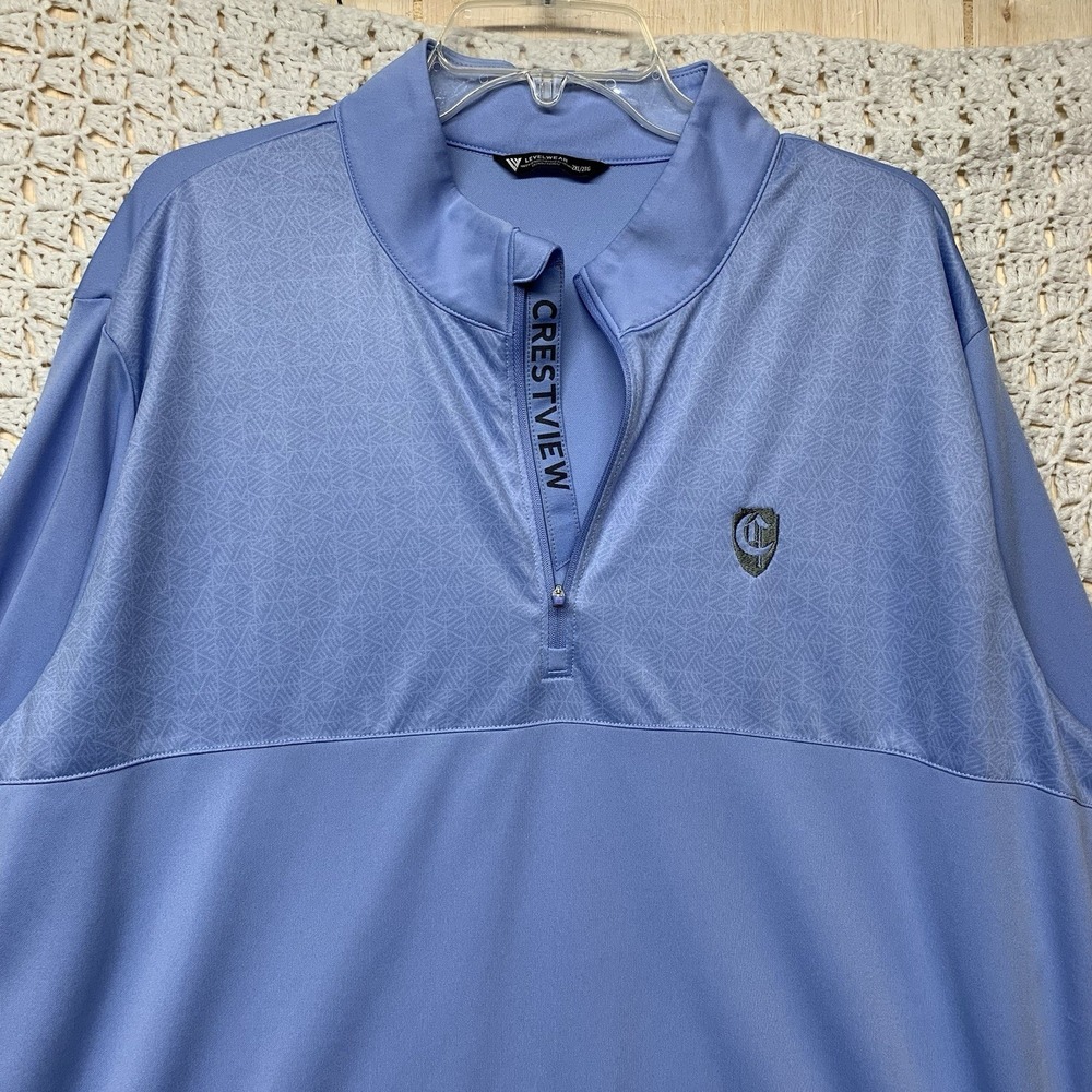 Levelwear Crestview Pullover Shirt‎ Top Men's 2XL Blue 1/4 Zip  Embroidery G